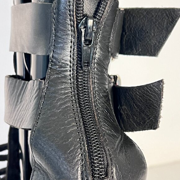 Jeffrey Campbell Havana Last Leather Black Fisherman Huarache Heels sz 9 - Picture 6 of 13